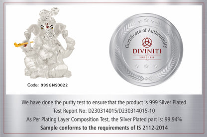 DIVINITI 999 Silver Plated Lord Ganesha Idol Statue For Home Decor, Workshop, Office, Showpiece (11x8.5 CM)