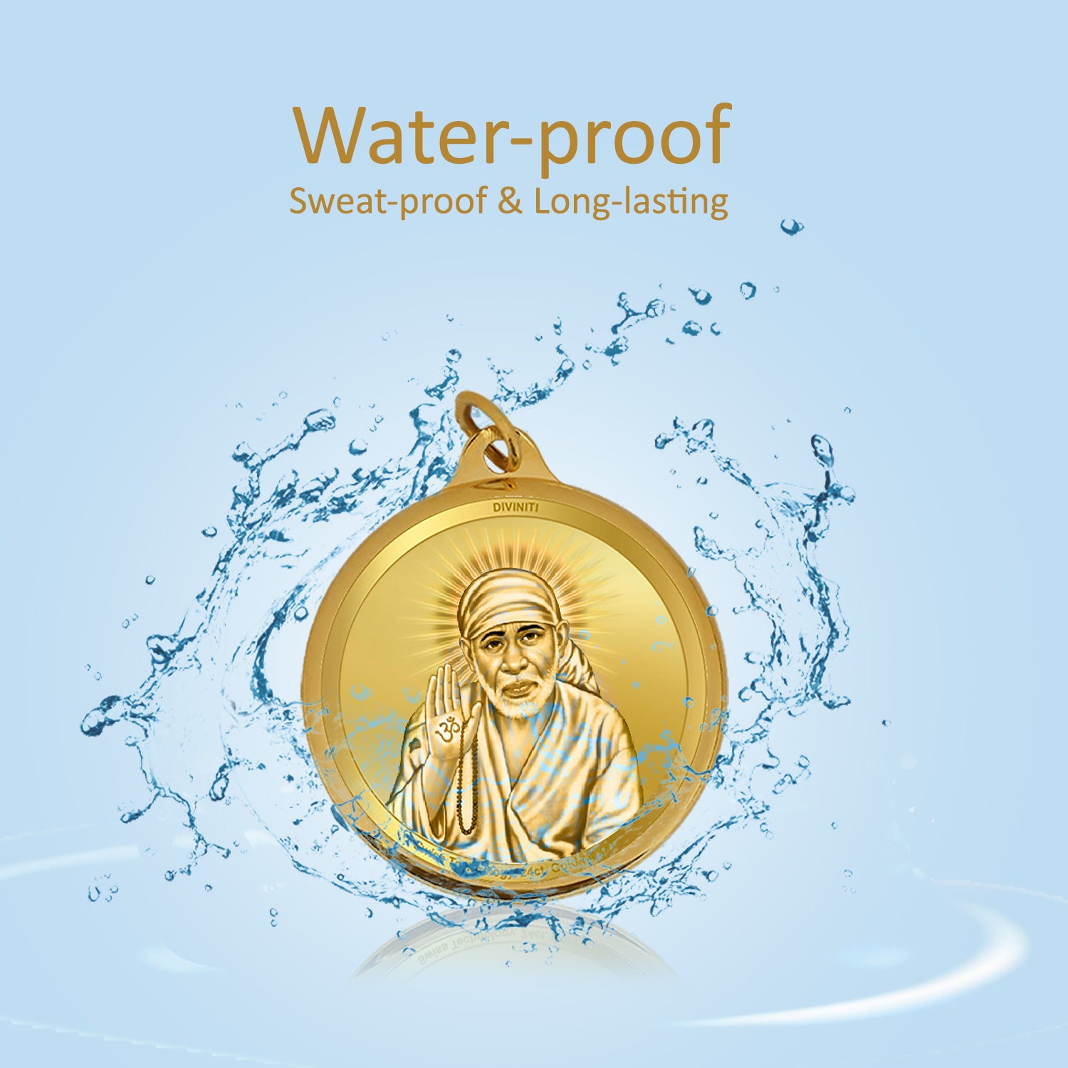 Diviniti 24K Gold Plated Sai Baba Om 22MM Double Sided Pendant For M Shreem Swarnam Design Concept Pvt. Ltd