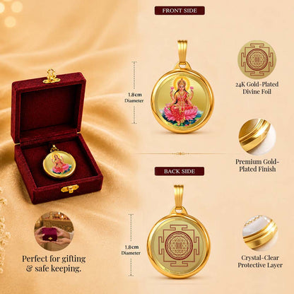 Diviniti 24K Double sided Gold Plated Pendant Lakshmi & Yantra|18 MM Flip Coin