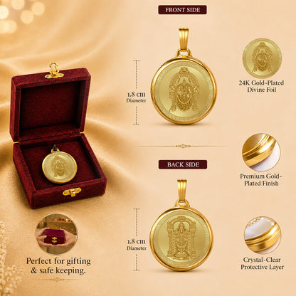 Diviniti 24K Double Sided Gold Plated Pendant Goddess Padmavati & Lord Balaji | 18 MM Flip Coin (1 PCS)