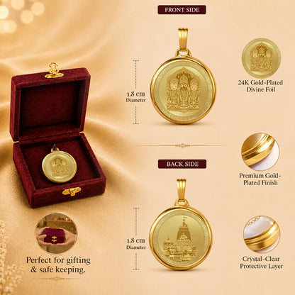 Diviniti 24K Double Sided Gold Plated Pendant Lord Jagannath & Jagannath Temple | 18 MM Flip Coin (1 PCS)