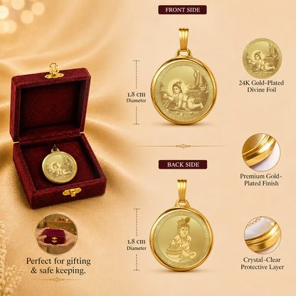Diviniti 24K Double Sided Gold Plated Pendant Laddu Gopal & Bal Gopal | 18 MM Flip Coin (1 PCS)