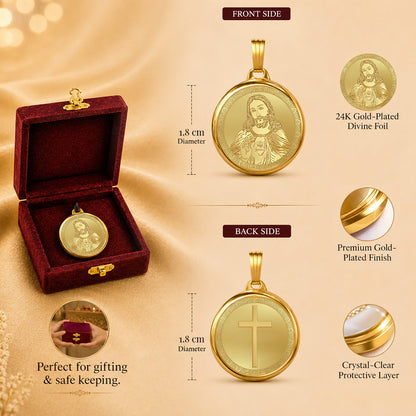 Diviniti 24K Double Sided Gold Plated Pendant Jesus Christ & Holy Cross | 18 MM Flip Coin (1 PCS)