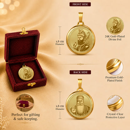 Diviniti 24K Double Sided Gold Plated Pendant Guru Gobind Singh Ji & Guru Nanak Dev Ji | 18 MM Flip Coin (1 PCS)