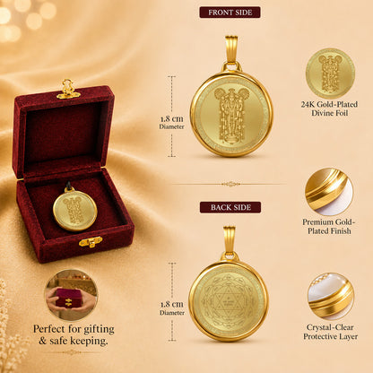 Diviniti 24K Double Sided Gold Plated Pendant Lord Guruvayurappan & Sacred Vishnu Yantra | 18 MM Flip Coin (1 PCS)