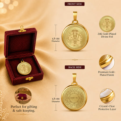 Diviniti 24K Double Sided Gold Plated Pendant Panchmukhi Hanuman & Sacred Panchmukhi Hanuman Yantra | 18 MM Flip Coin (1 PCS)