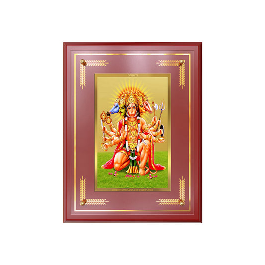 Panchmukhi Hanuman | Five-Faced Hanuman Wall and Tabletop Photo Frame in 24K Gold Plated Foil