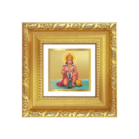 Diviniti Ashirwad Hanuman Tabletop Photo Frame in 24K Gold Plated Foil | Strength, Protection & Divine Blessings | DG103S1A (10x10 CM)