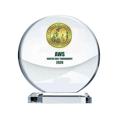 Premium Acrylic Crystal Round Golf Customized Trophy Personalized