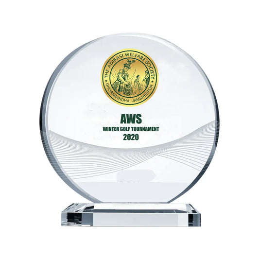 Premium Acrylic Crystal Round Golf Customized Trophy Personalized