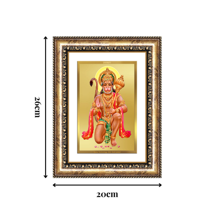 Diviniti 24K Gold Plated Hanuman With Blessings (Classic) Divine Wall Frame for Home Mandir & Office Decor | Luxury Spiritual Gift