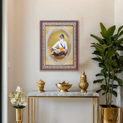Baba Deep Singh Ji | Sikh Warrior Saint Wall & Tabletop Royal Photo Frame in 24K Gold Plated Foil