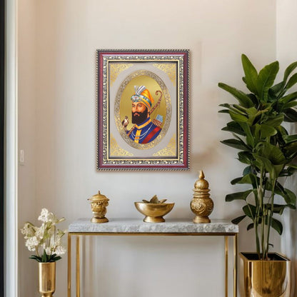 Guru Gobind Singh Ji | Sikh Guru Wall & Tabletop Royal Photo Frame in 24K Gold Plated Foil