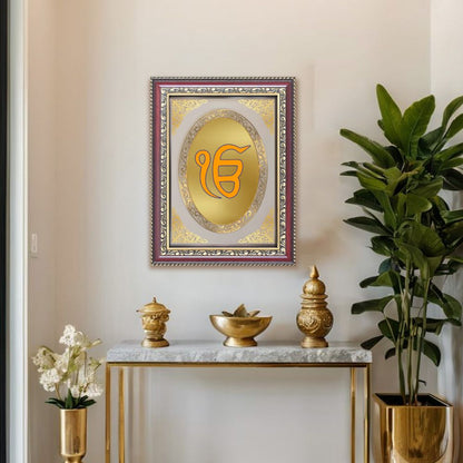 Ik Onkar | Sacred Sikh Symbol Wall & Tabletop Royal Photo Frame in 24K Gold Plated Foil