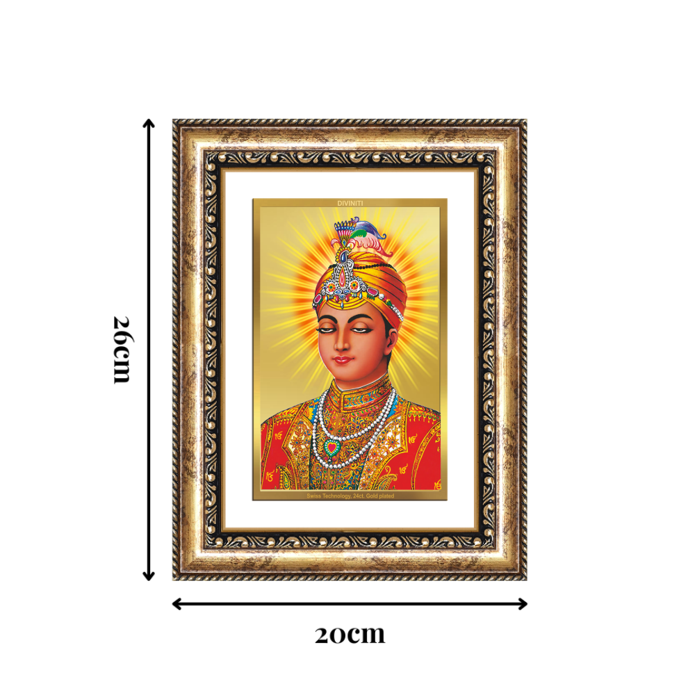 Diviniti 24K Gold Plated Guru Harkrishan Sahib Ji (Classic) Sacred Sikh Wall Frame for Home Decor & Office Ambiance | Premium Spiritual Gift