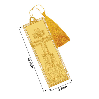 Diviniti 24K Gold Plated Bookmark with String | Design - Cross| Size -10cm x 4cm|Luxury Gifting