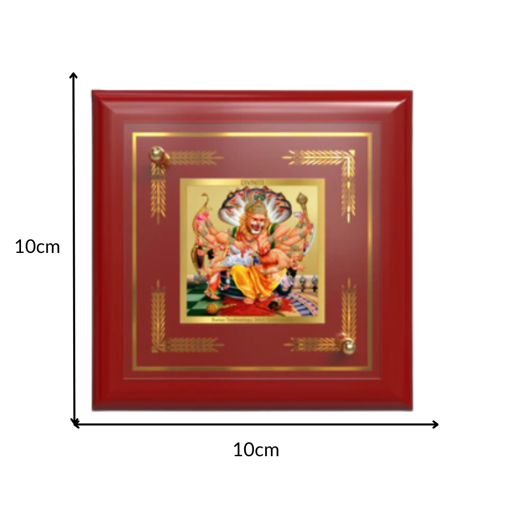 Lord Narasimha | The Fierce Protector Tabletop Frame in 24K Gold Plated Foil