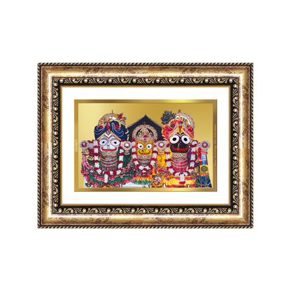 Diviniti 24K Gold Plated Jagannath Subhadra Balabhadra (Classic) Divine Wall Frame for Home Mandir & Office Decor | Luxury Spiritual Gift