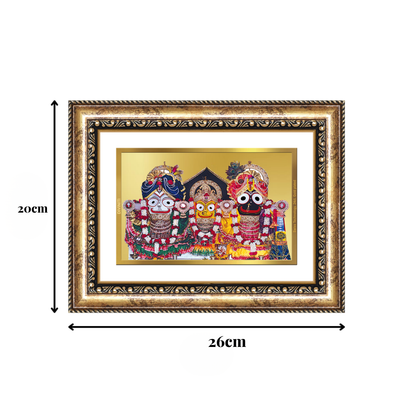 Diviniti 24K Gold Plated Jagannath Subhadra Balabhadra (Classic) Divine Wall Frame for Home Mandir & Office Decor | Luxury Spiritual Gift