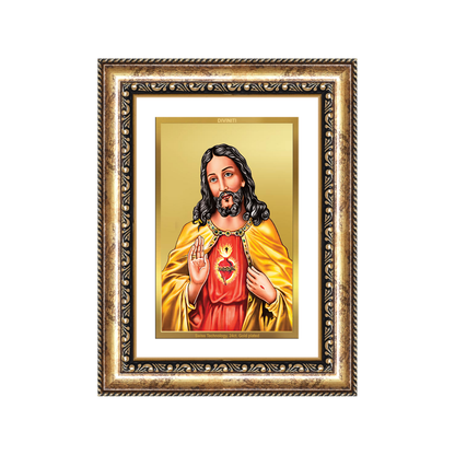 Diviniti 24K Gold Plated Jesus Christ (Classic) Divine Wall Frame for Home Mandir & Office Decor | Luxury Spiritual Gift