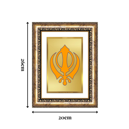 Diviniti 24K Gold Plated Khanda Sahib (Classic) Divine Wall Frame for Home Mandir & Office Decor | Luxury Spiritual Gift