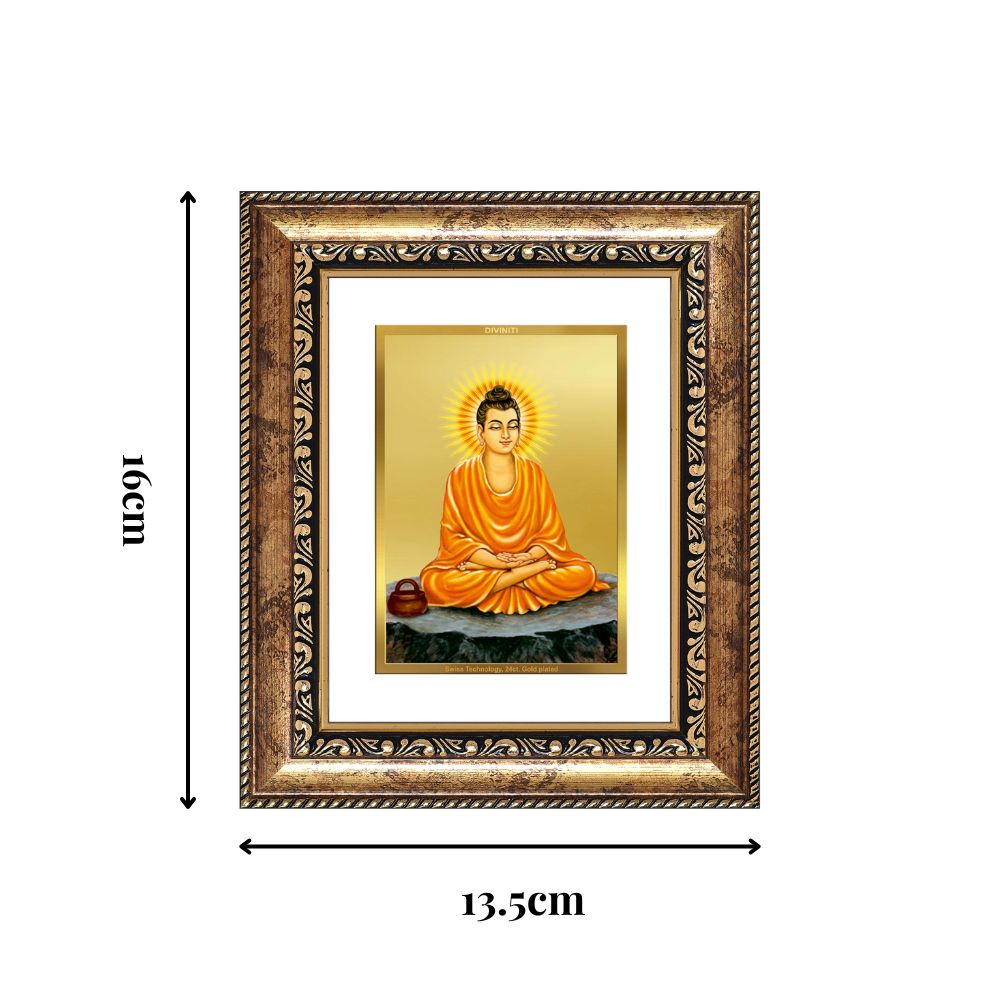Diviniti 24K Gold Plated Buddha Divine Table Top Frame for Home Mandir & Office Decor | Luxury Spiritual Gift