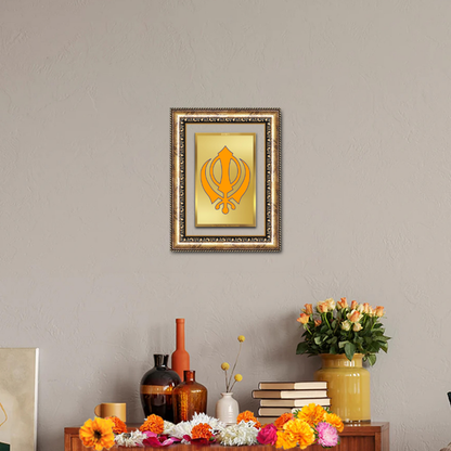 Diviniti 24K Gold Plated Khanda Sahib (Classic) Divine Wall Frame for Home Mandir & Office Decor | Luxury Spiritual Gift