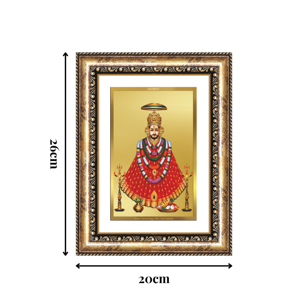 Diviniti 24K Gold Plated Khatu Shyam (Classic) Divine Wall Frame for Home Mandir & Office Decor | Luxury Spiritual Gift