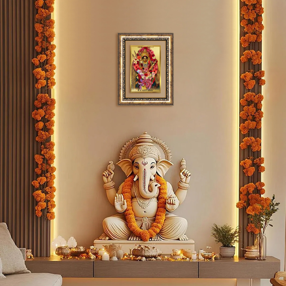 Diviniti 24K Gold Plated Katyayani Mata (Classic) Divine Wall Frame for Home Mandir & Office Decor | Luxury Spiritual Gift