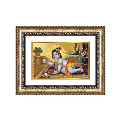Diviniti 24K Gold Plated Laddu Gopal (Classic) Divine Wall Frame for Home Mandir & Office Decor | Luxury Spiritual Gift