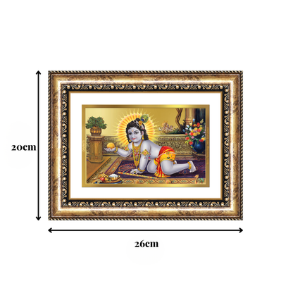 Diviniti 24K Gold Plated Laddu Gopal (Classic) Divine Wall Frame for Home Mandir & Office Decor | Luxury Spiritual Gift