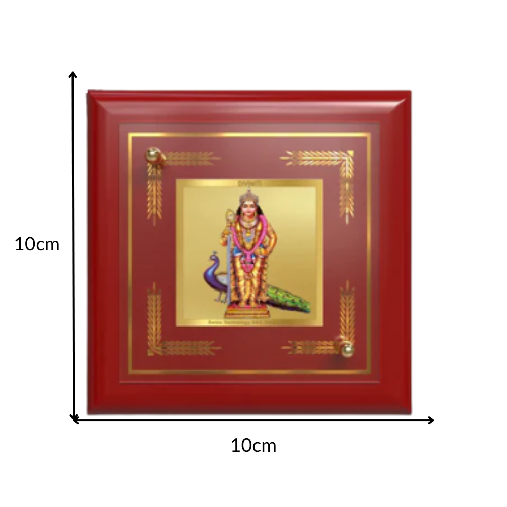 Lord Murugan | Divine Warrior God Tabletop Frame in 24K Gold Plated Foil