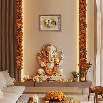 Laddu Gopal | Divine Baby Krishna Seva Wall & Tabletop Royal Photo Frame in 24K Gold Plated Foil