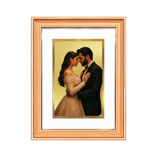 Diviniti Double Glass Frame Personalised Tabletop and Wall Photo Frame in 24K Gold Plated Foil | HP-15-01-S3