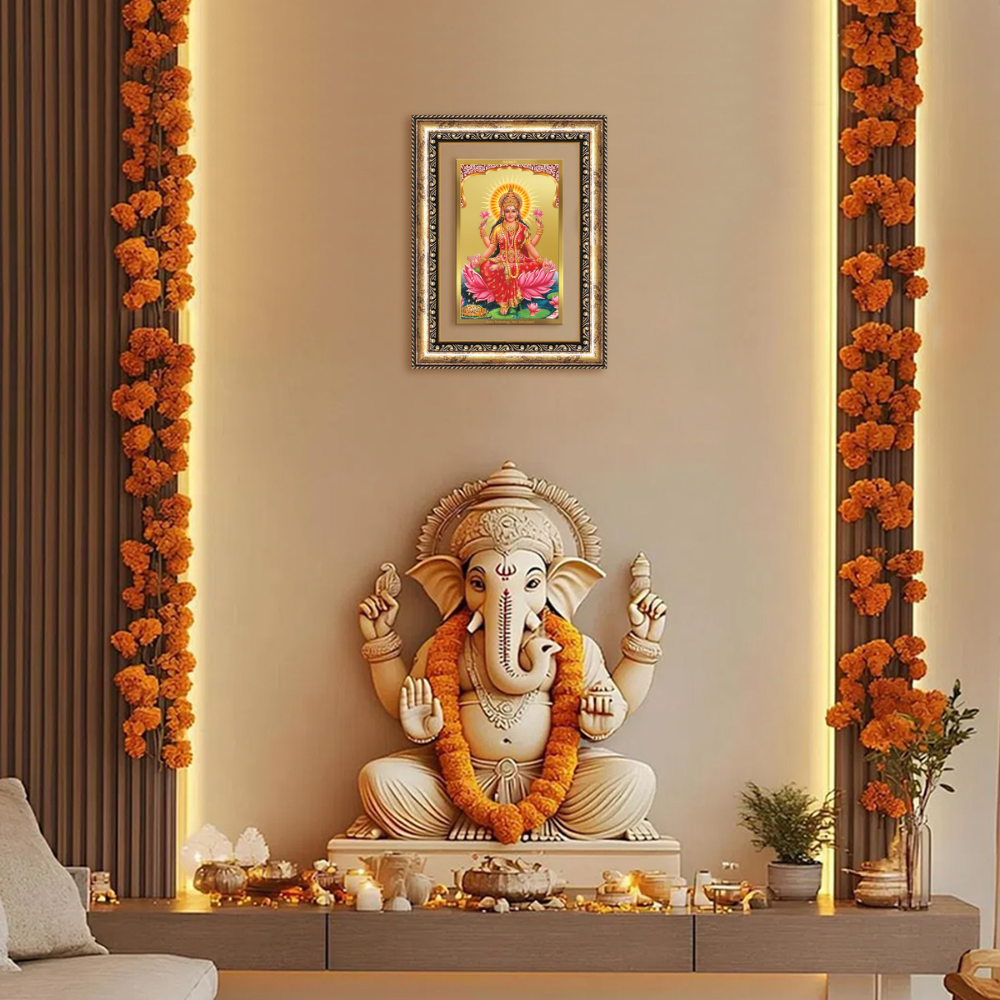Diviniti 24K Gold Plated Lakshmi (Classic) Divine Wall Frame for Home Mandir & Office Decor | Luxury Spiritual Gift