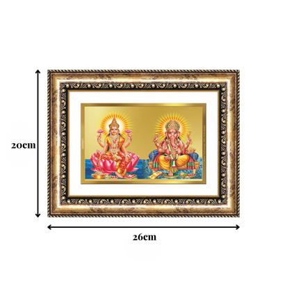 Diviniti 24K Gold Plated Lakshmi Ganesha (Classic) Divine Wall Frame for Home Mandir & Office Decor | Luxury Spiritual Gift