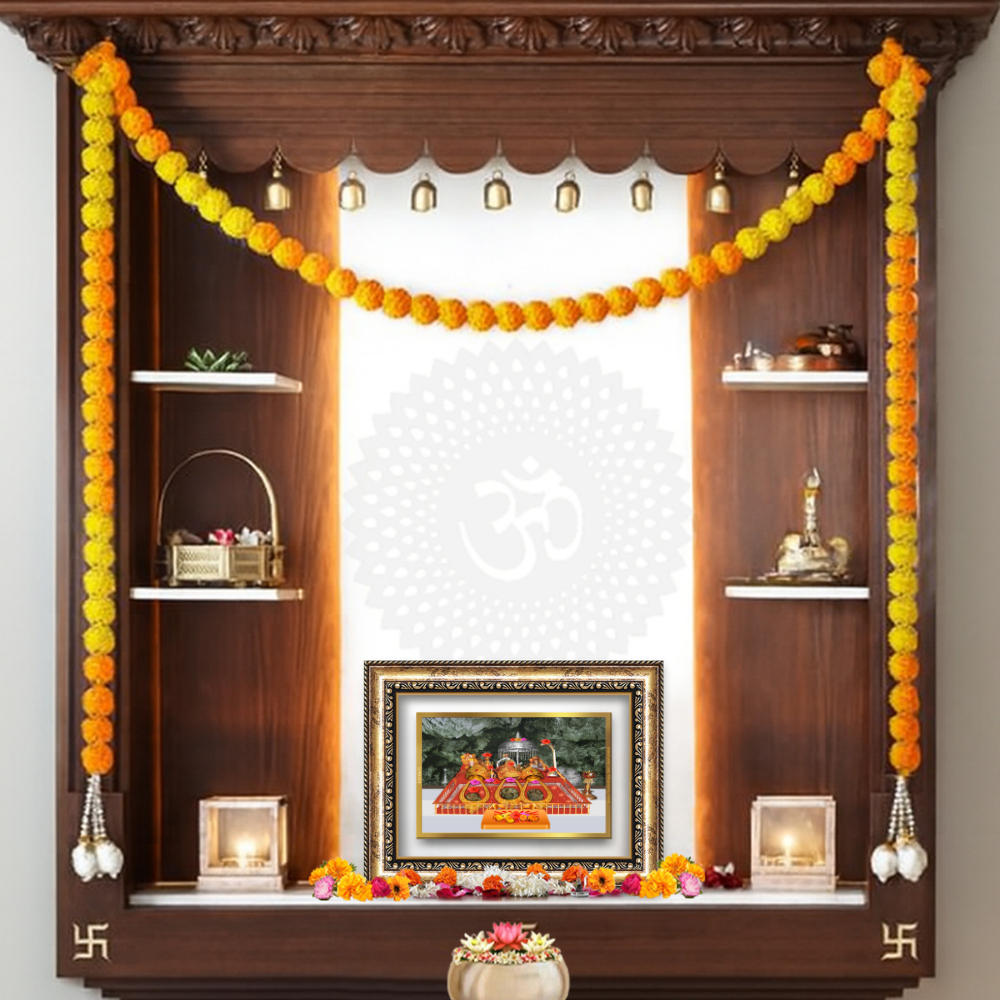 Diviniti 24K Gold Plated Mata Ka Darbar (Classic) Divine Wall Frame for Home Mandir & Office Decor | Luxury Spiritual Gift