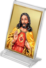 Load image into Gallery viewer, Diviniti 24K Gold Plated Jesus Christ Frame For Car Dashboard, Home Decor, Table Top, Festival Gift (11 x 6.8 CM)
