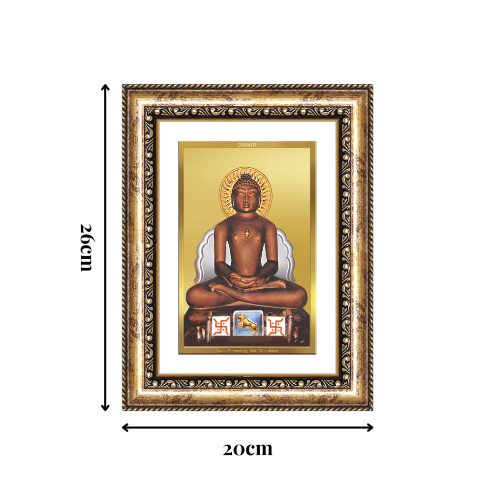 Diviniti 24K Gold Plated Mahavir (Classic) Divine Wall Frame for Home Mandir & Office Decor | Luxury Spiritual Gift