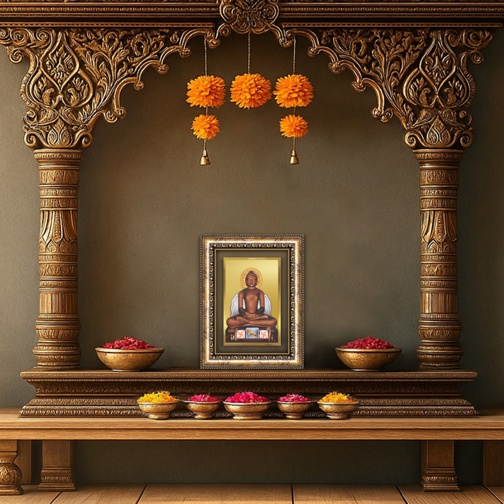 Diviniti 24K Gold Plated Mahavir (Classic) Divine Wall Frame for Home Mandir & Office Decor | Luxury Spiritual Gift