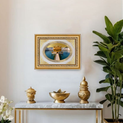 Sri Harmandir Sahib (Golden Temple) | Sikh Sacred Wall & Tabletop Royal Photo Frame in 24K Gold Plated Foil