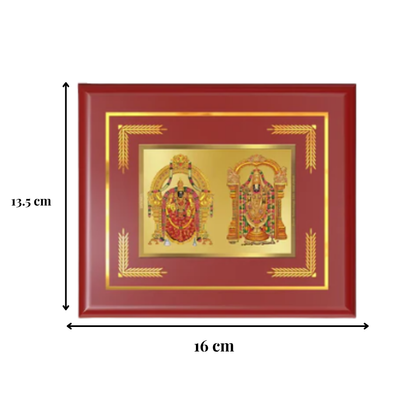 Lord Venkateswara Tirupati Balaji & Goddess Padmavati | Divine Couple Wall & Tabletop Photo Frame in 24K Gold Plated Foil