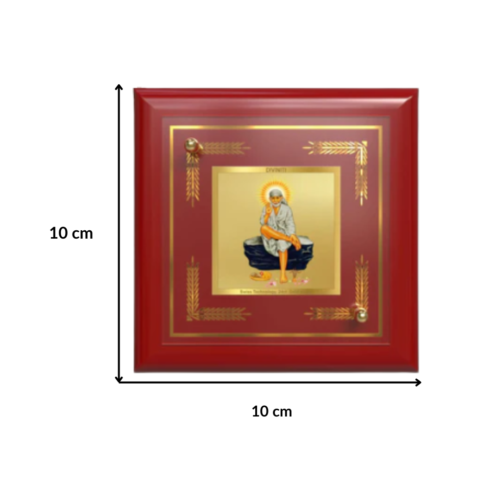 Sai Baba On Rock | Shirdi Sai Baba | Divine Spiritual Guide For Tabletop Frame in 24K Gold Plated Foil