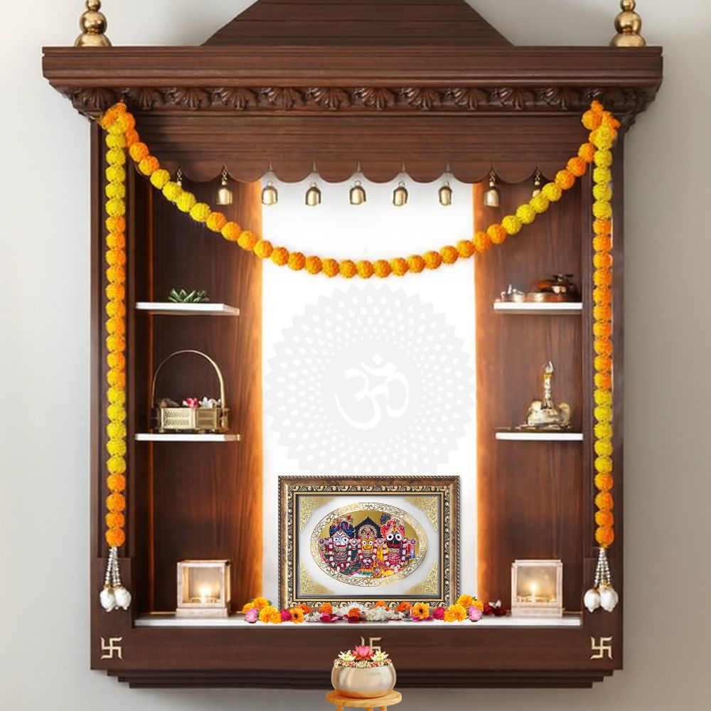 Jagannath Balabhadra Subhadra | Divine Trinity Wall & Tabletop Royal Photo Frame in 24K Gold Plated Foil