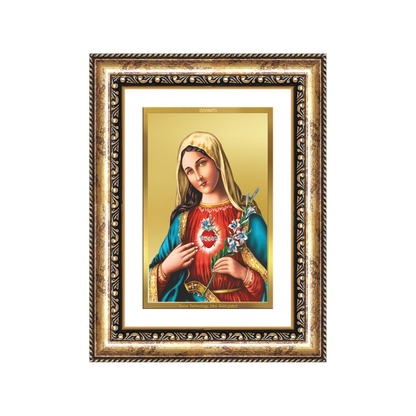 Diviniti 24K Gold Plated Mother Mary (Classic) Divine Wall Frame for Home Mandir & Office Decor | Luxury Spiritual Gift
