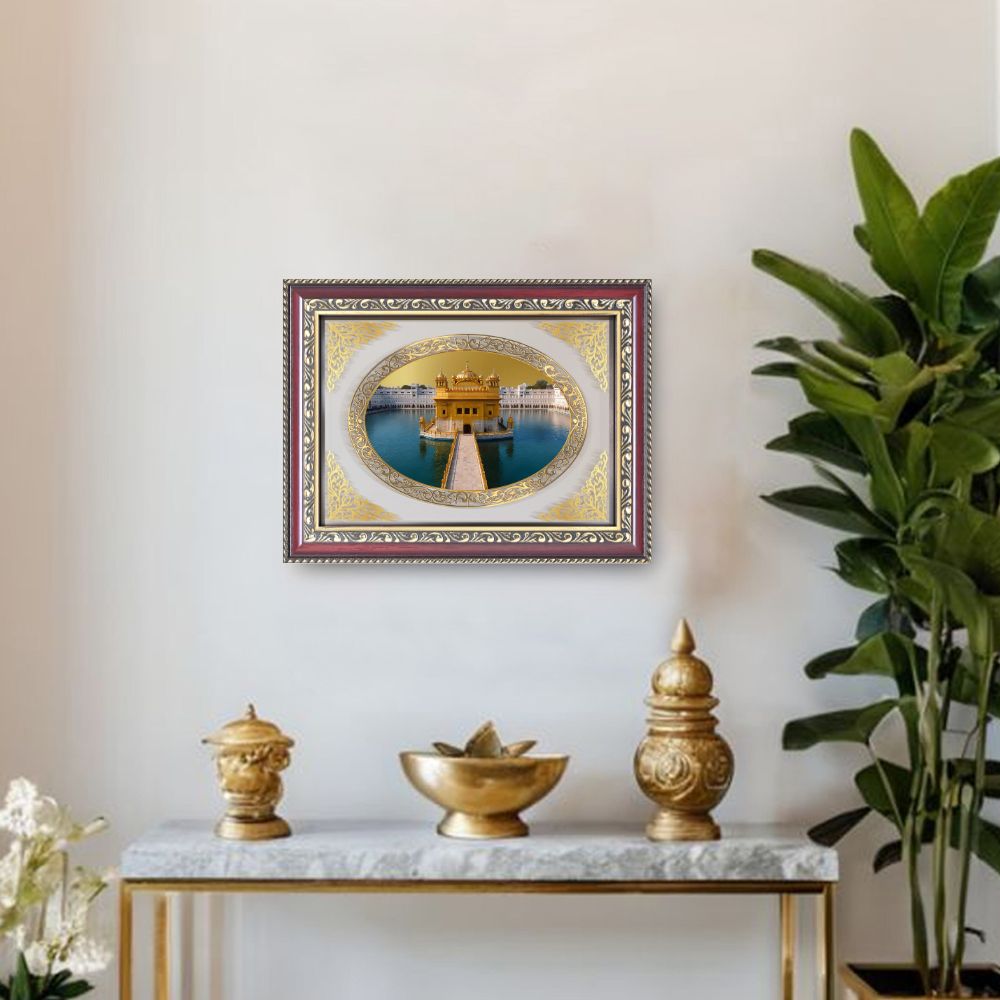 Sri Harmandir Sahib (Golden Temple) | Sikh Sacred Wall & Tabletop Royal Photo Frame in 24K Gold Plated Foil