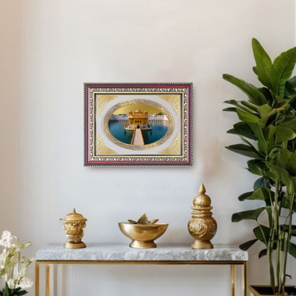 Sri Harmandir Sahib (Golden Temple) | Sikh Sacred Wall & Tabletop Royal Photo Frame in 24K Gold Plated Foil