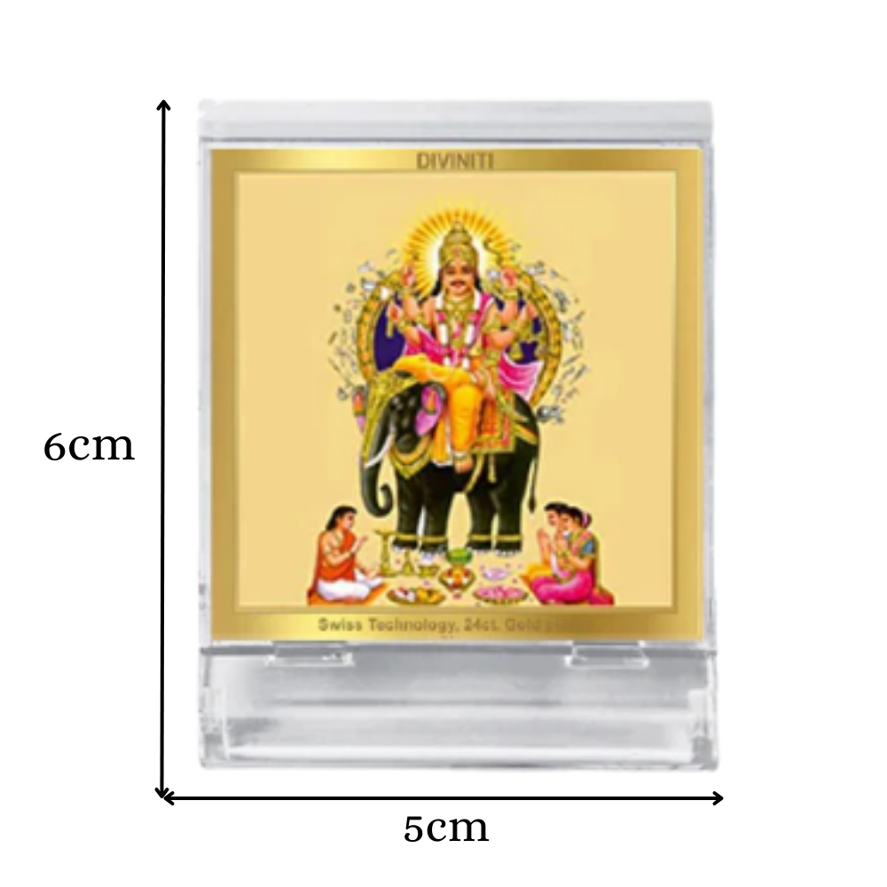Lord Vishwakarma | Spiritual Car Dashboard & Tabletop Frame in 24K Gold Plated Foil