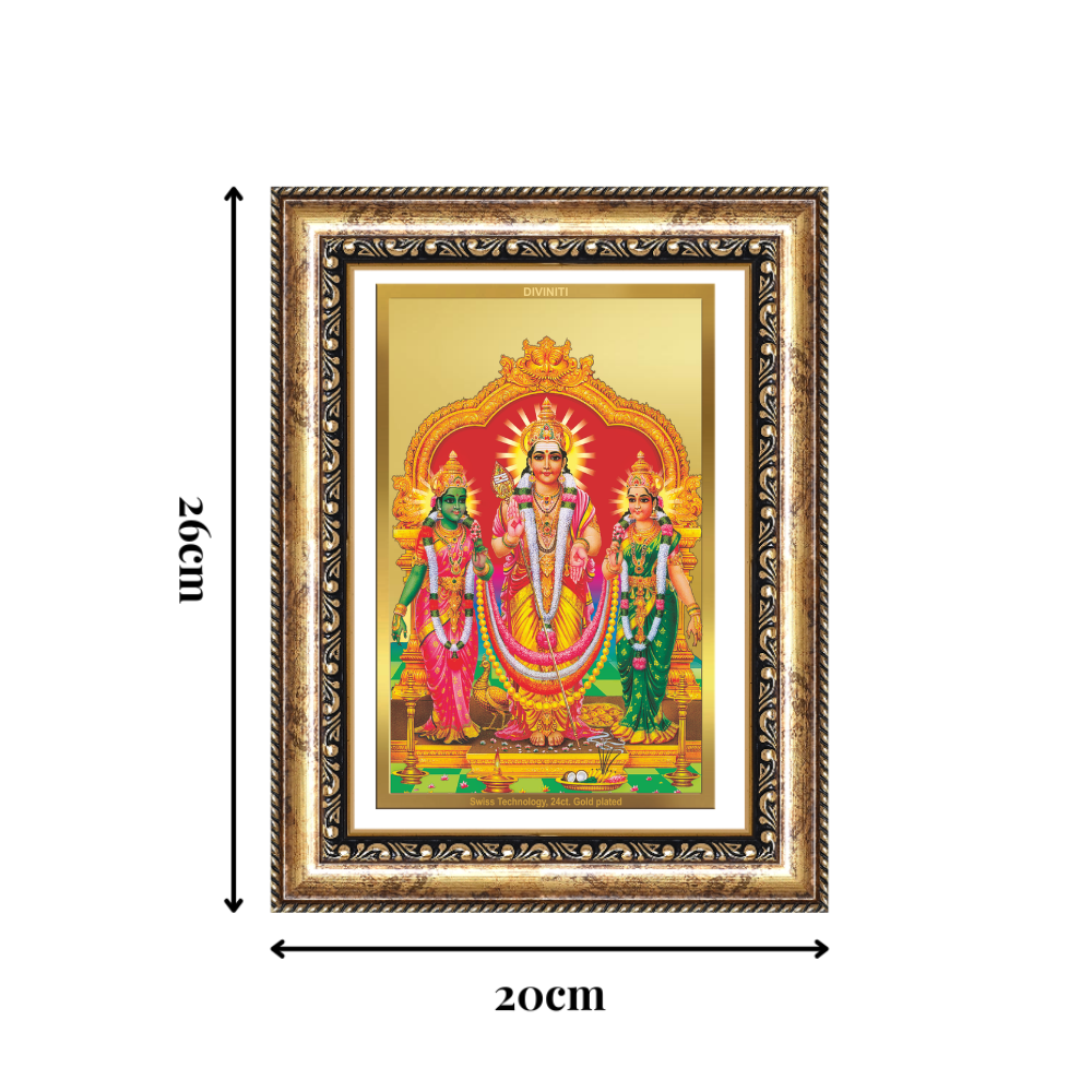 Diviniti 24K Gold Plated Murugan Velli (Classic) Divine Wall Frame for Home Mandir & Office Decor | Luxury Spiritual Gift