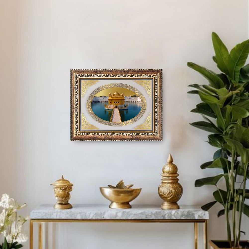 Sri Harmandir Sahib (Golden Temple) | Sikh Sacred Wall & Tabletop Royal Photo Frame in 24K Gold Plated Foil